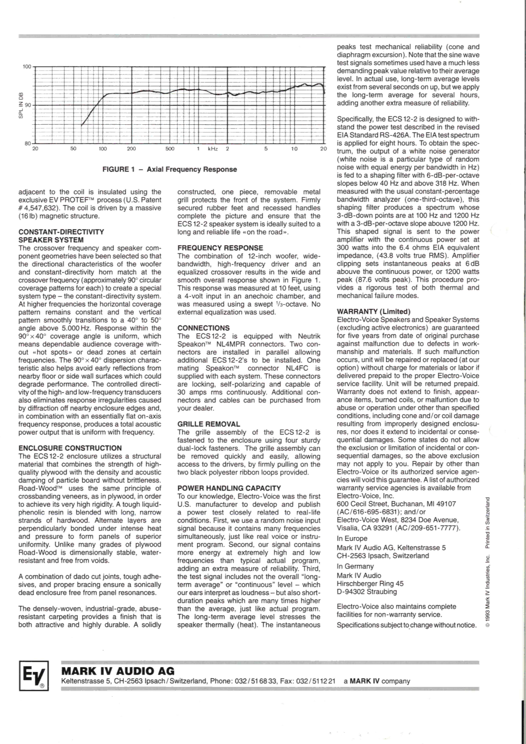 Electro-Voice ECS 12-2 manual 