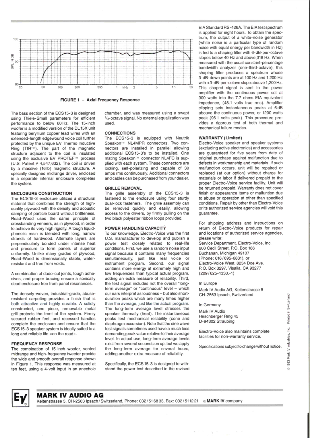 Electro-Voice ECS 15-3 manual 