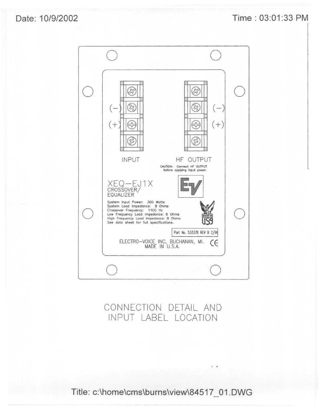 Electro-Voice EJ1-X manual 