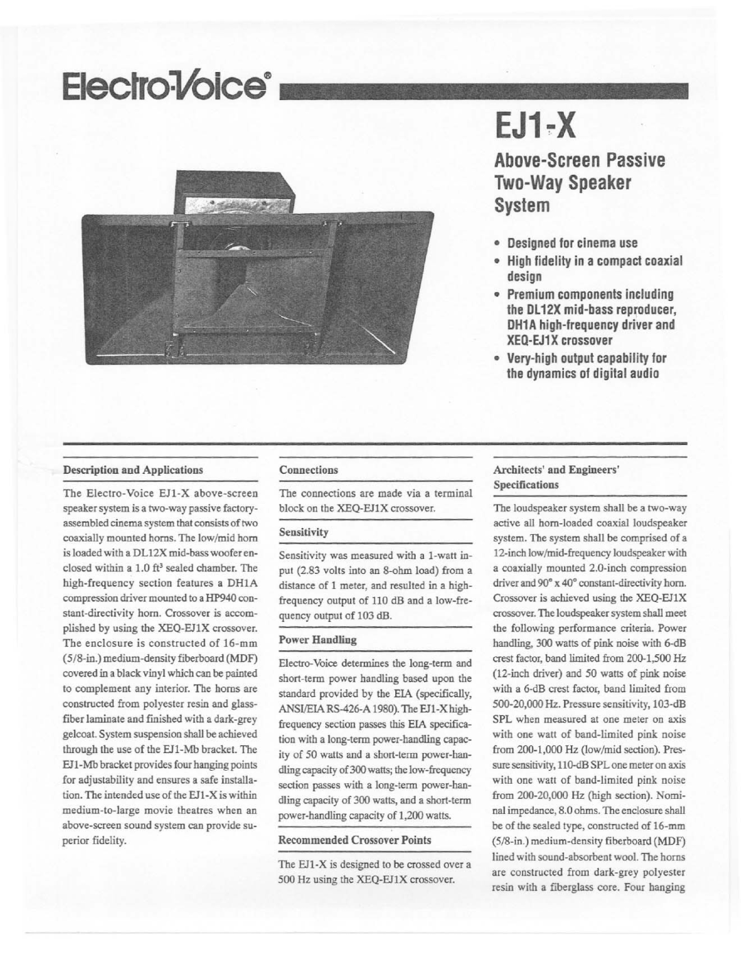 Electro-Voice EJ1-X manual 