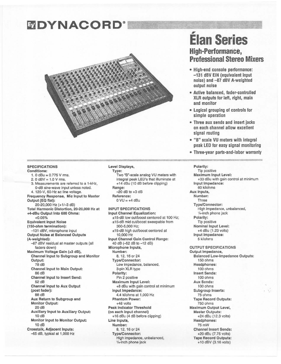 Electro-Voice Elan Series manual 