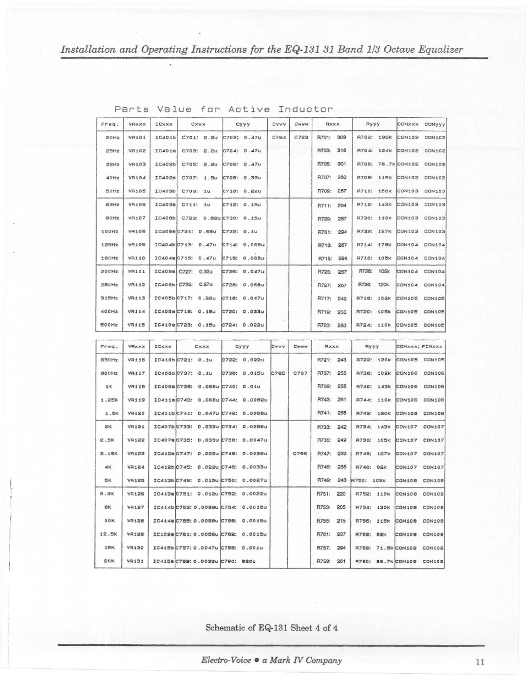 Electro-Voice EQ-131 manual 