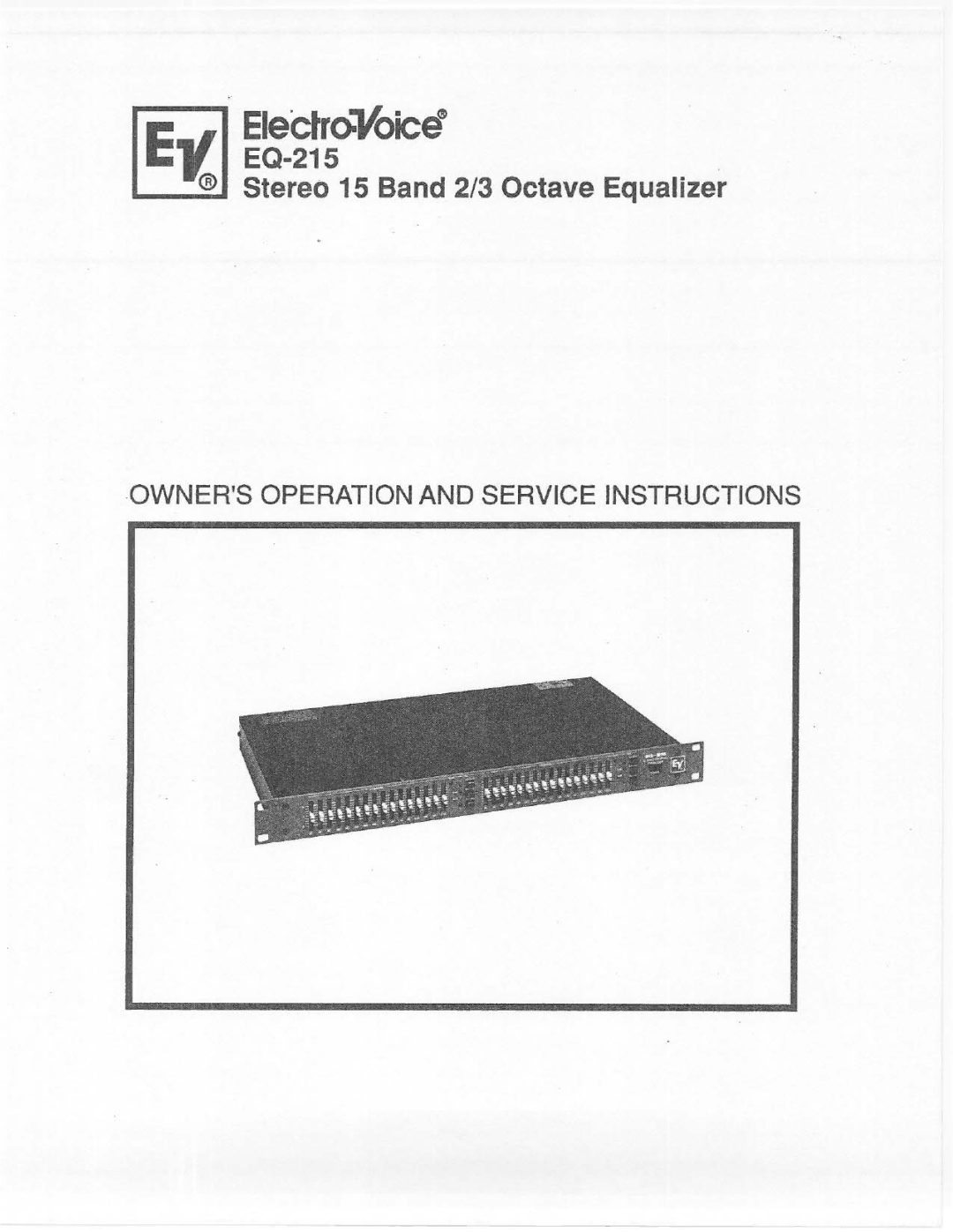 Electro-Voice EQ-215 manual 