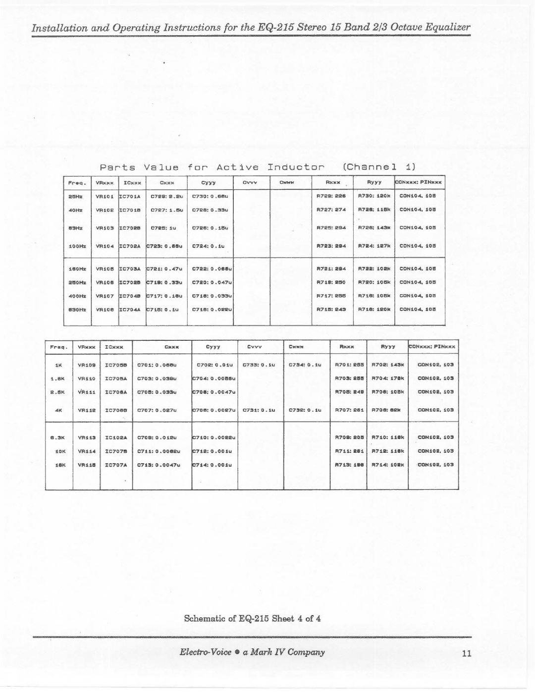 Electro-Voice EQ-215 manual 