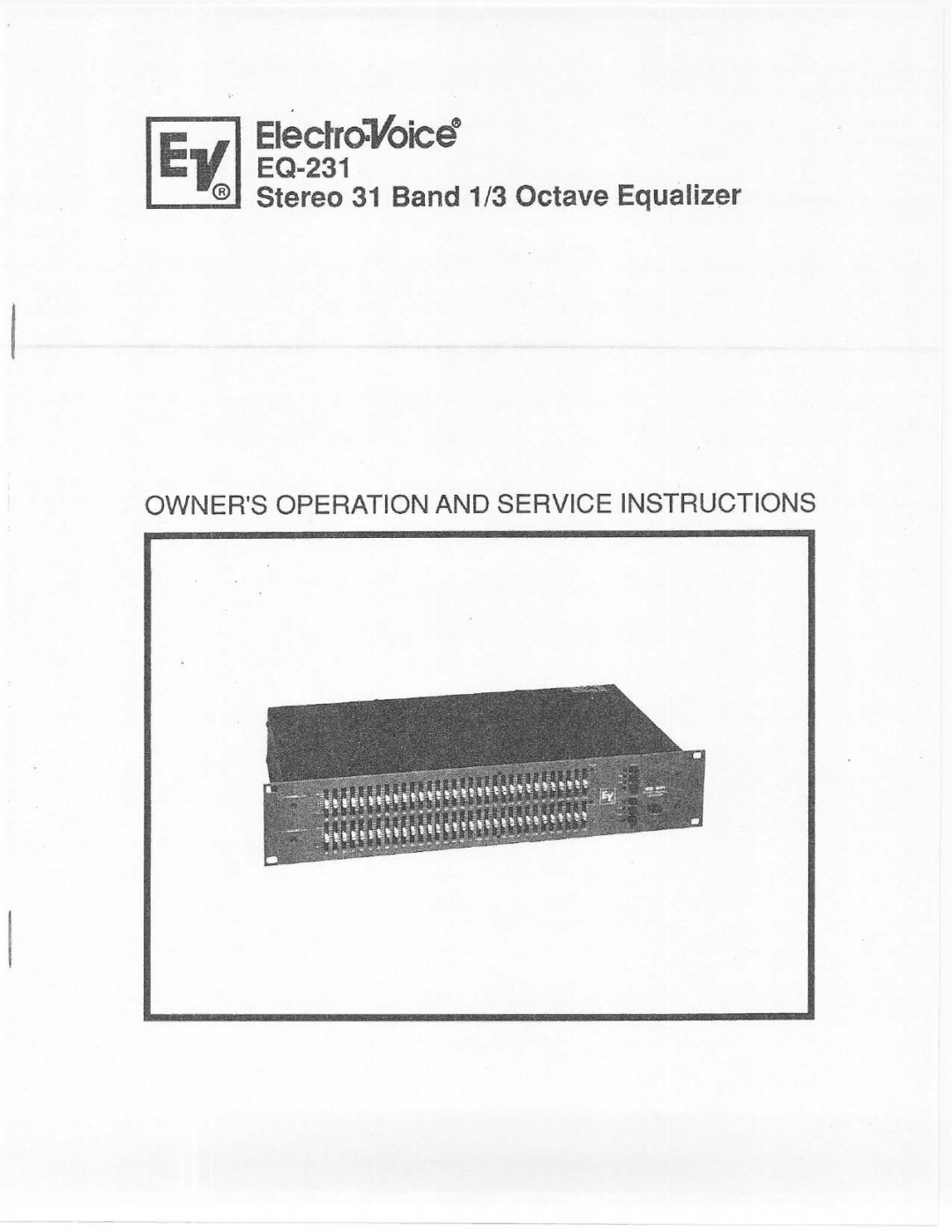 Electro-Voice EQ-231 manual 