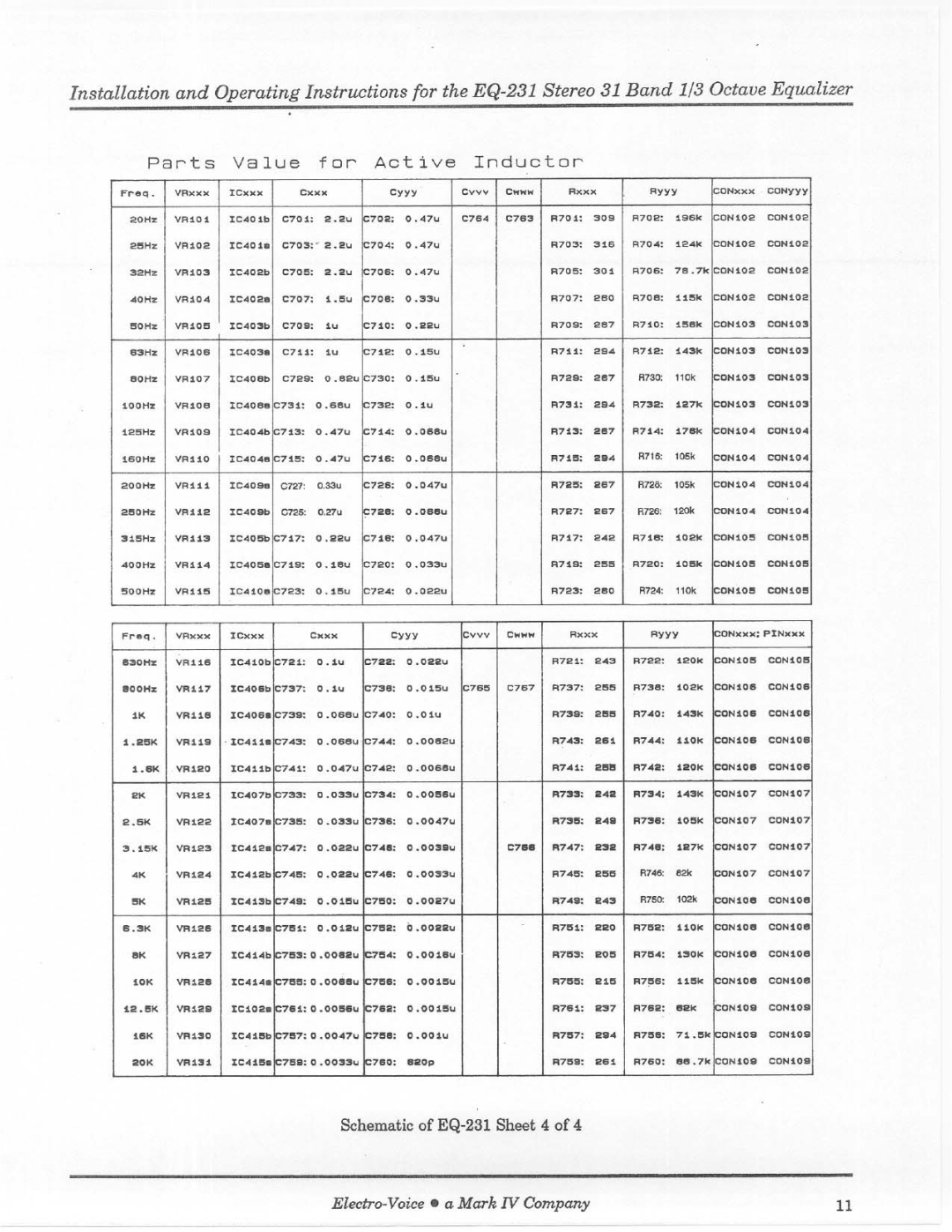 Electro-Voice EQ-231 manual 