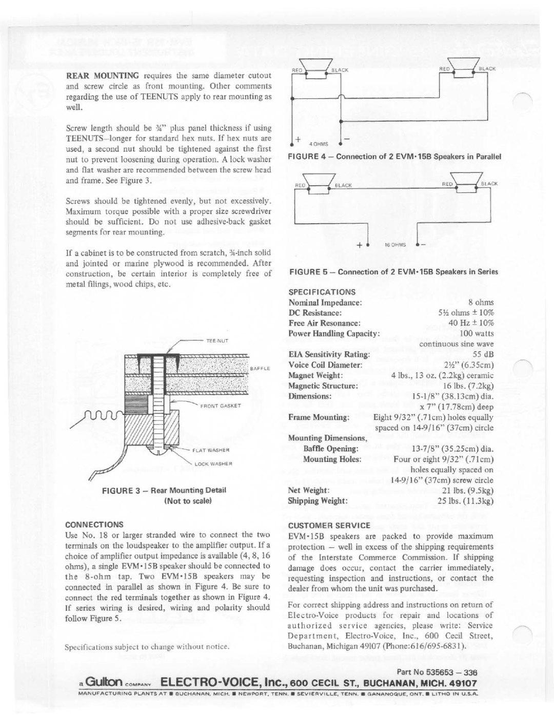 Electro-Voice EVM-15B manual 