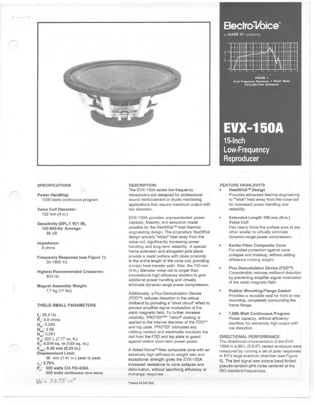 Electro-Voice EVX-150A manual 