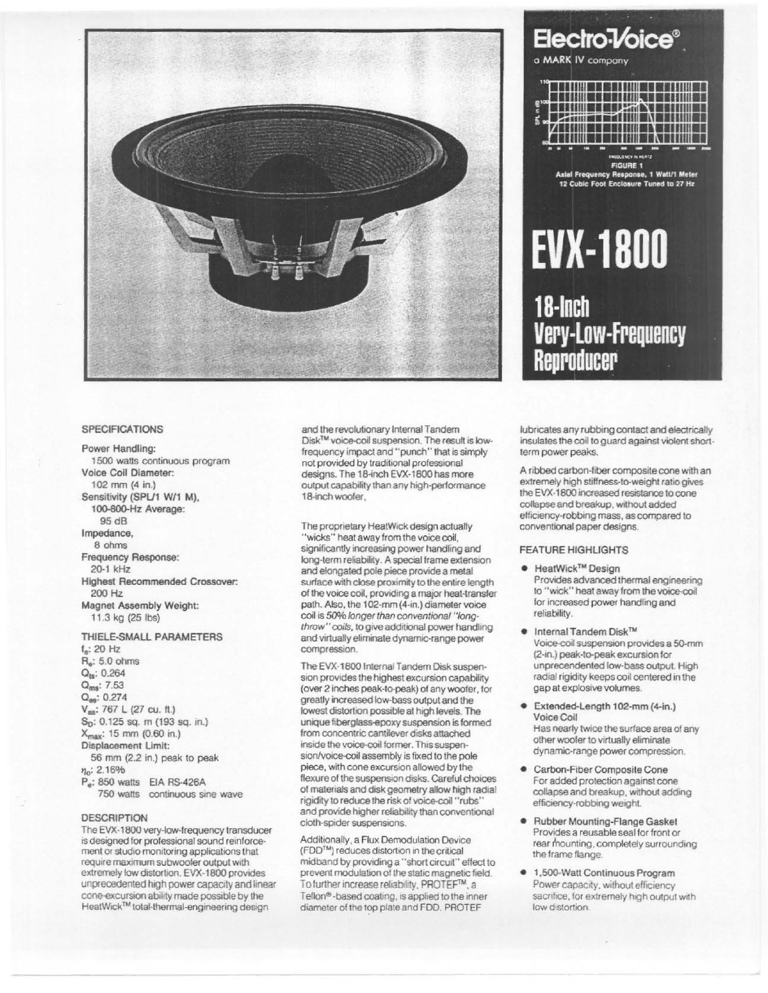 Electro-Voice EVX-1800 manual 