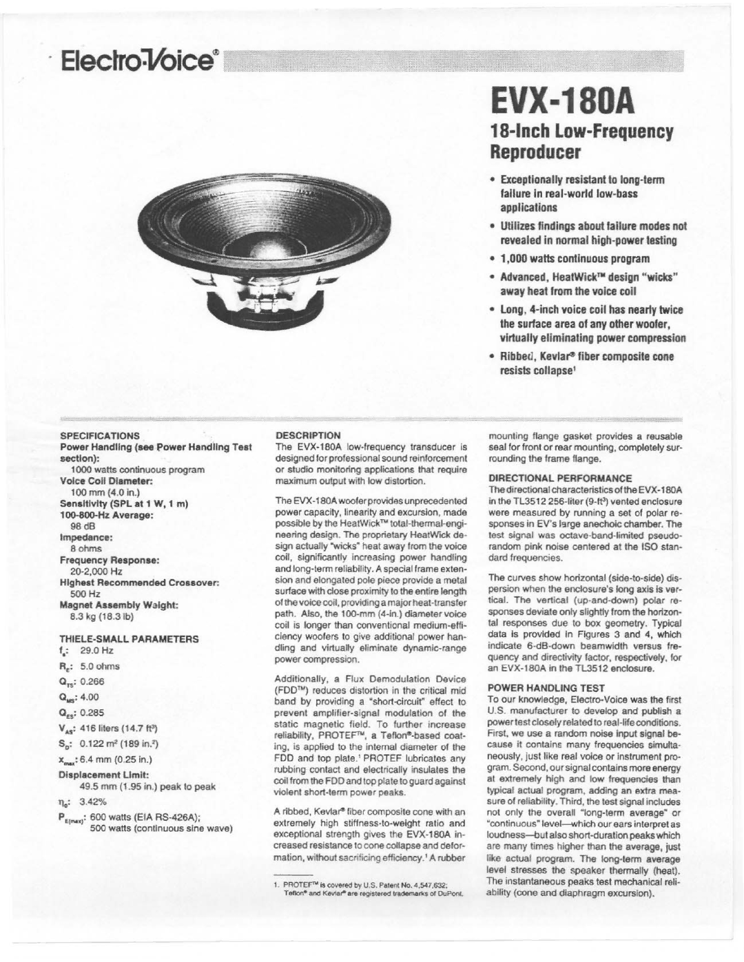 Electro-Voice EVX-180A manual 