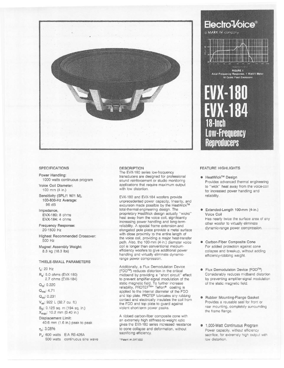 Electro-Voice EVX-180, EVX-184 manual 