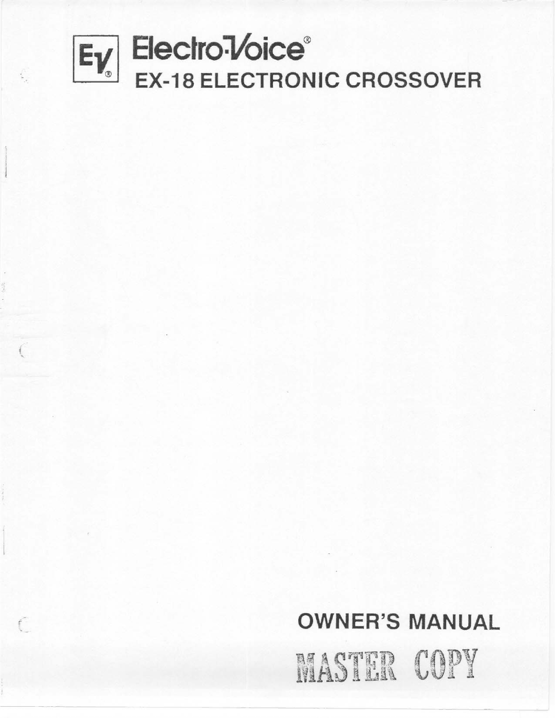 Electro-Voice EX-18 manual 