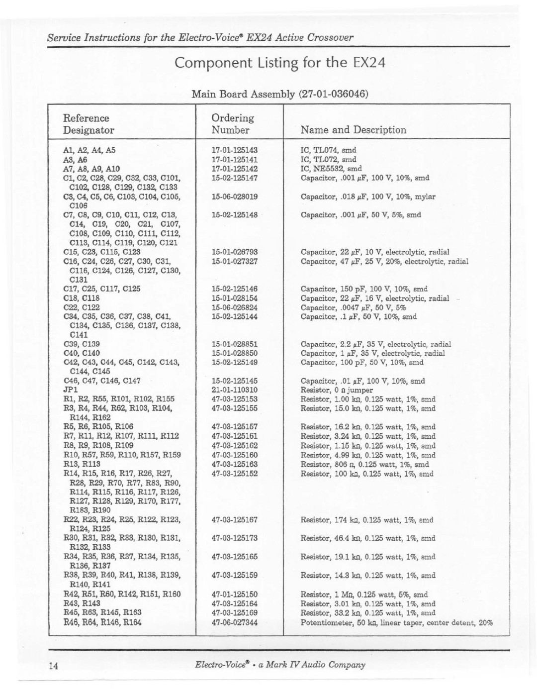 Electro-Voice EX-24 manual 