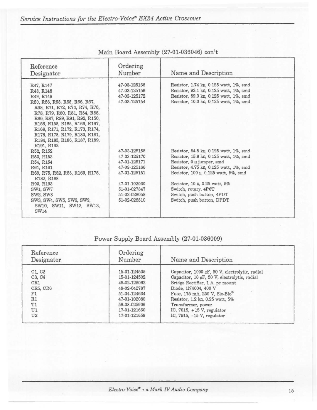 Electro-Voice EX-24 manual 