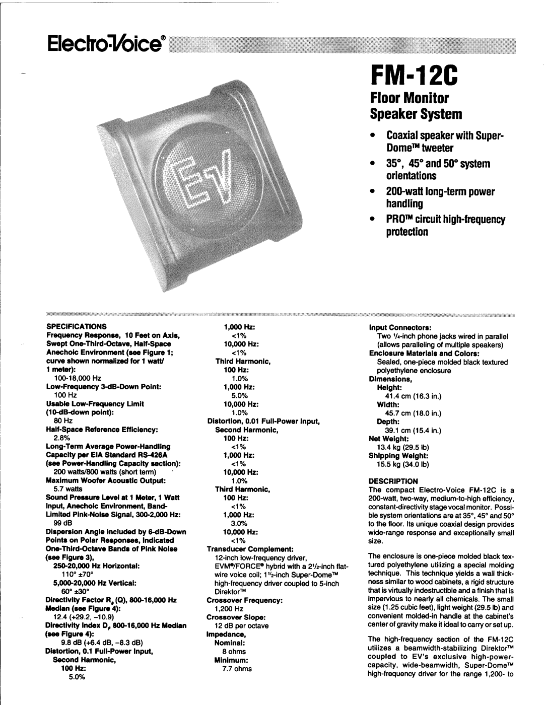 Electro-Voice FM-12C manual 