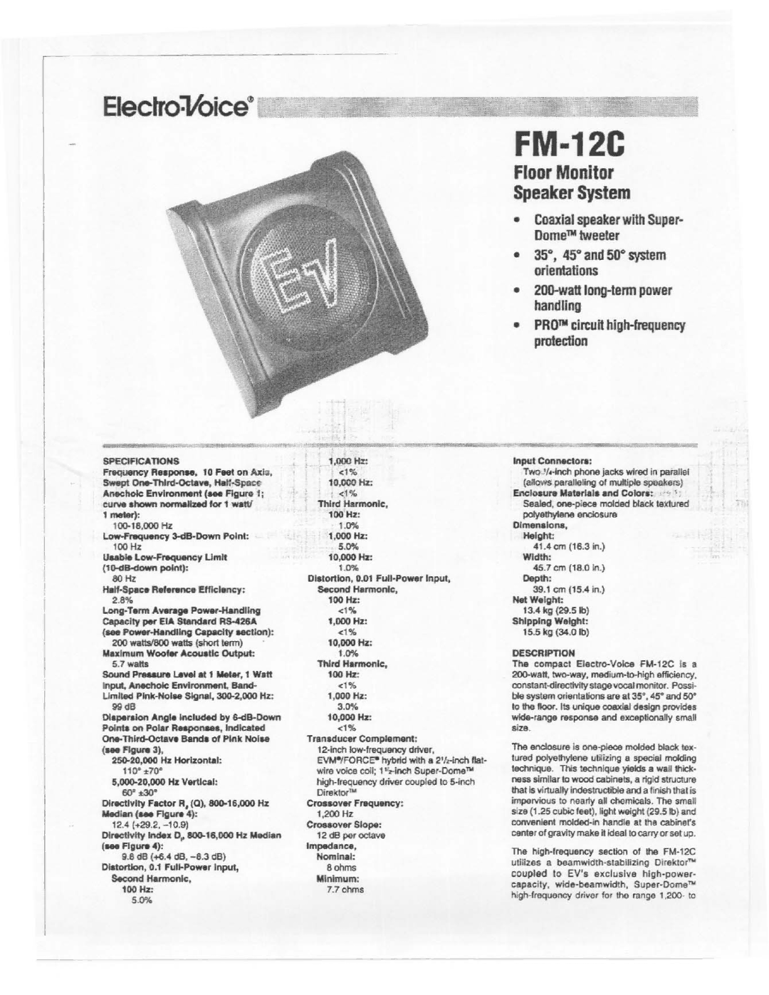 Electro-Voice FM12-C manual 