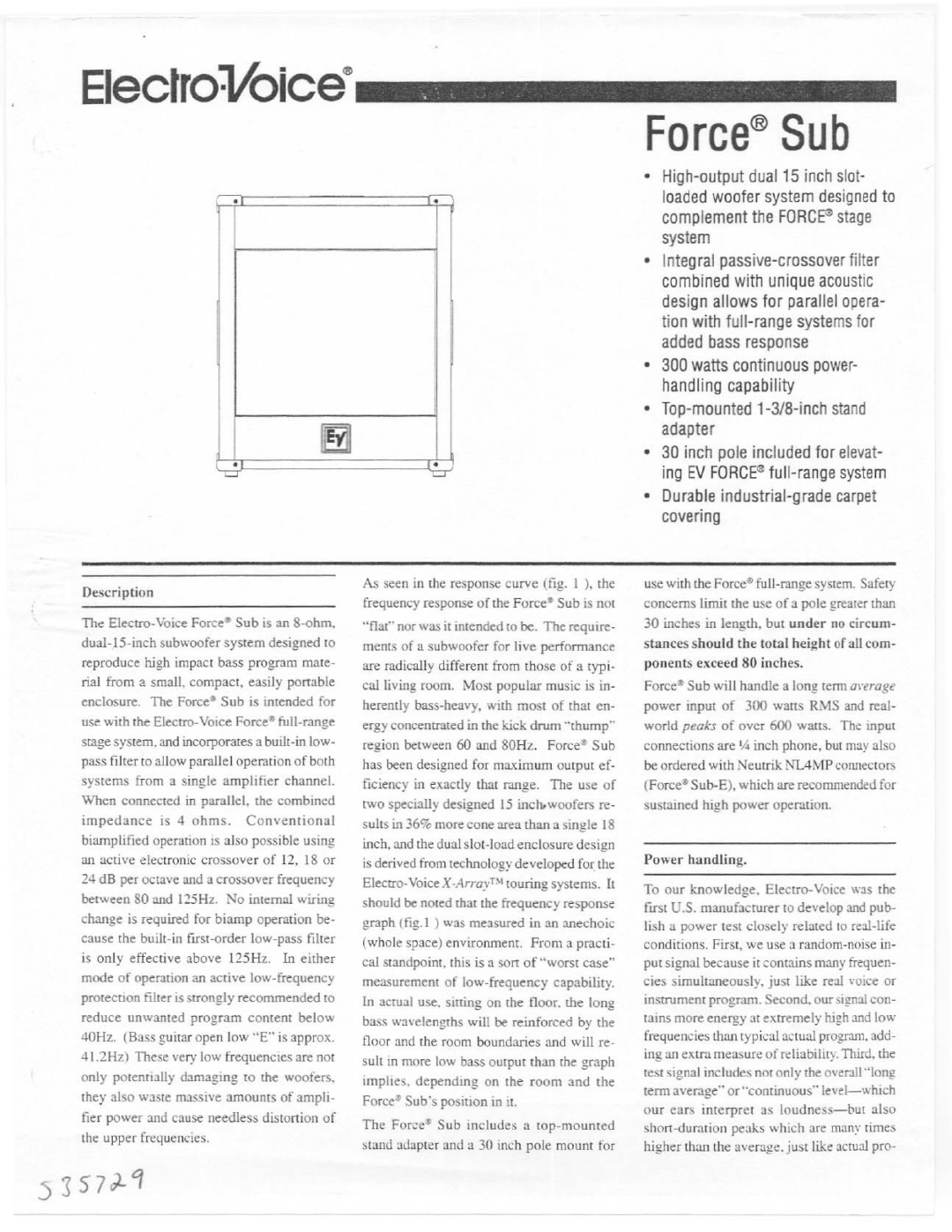 Electro-Voice Force Sub manual 