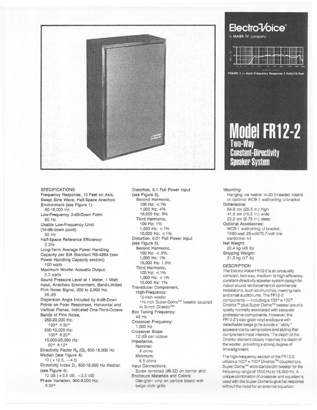 Electro-Voice FR12-2 manual 