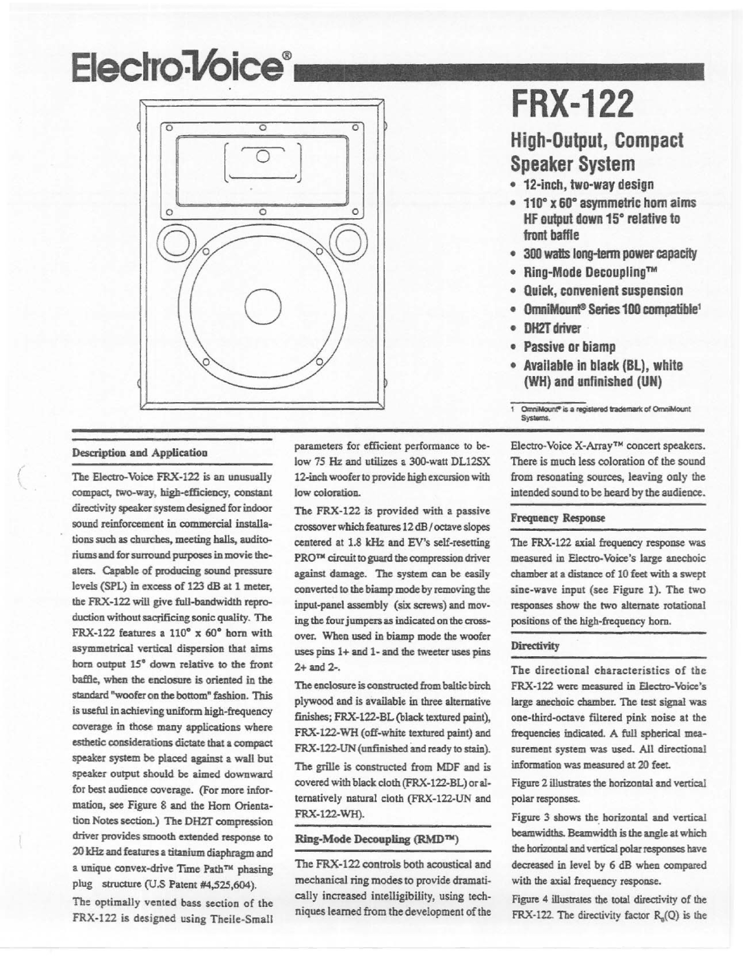 Electro-Voice FRX-122 manual 