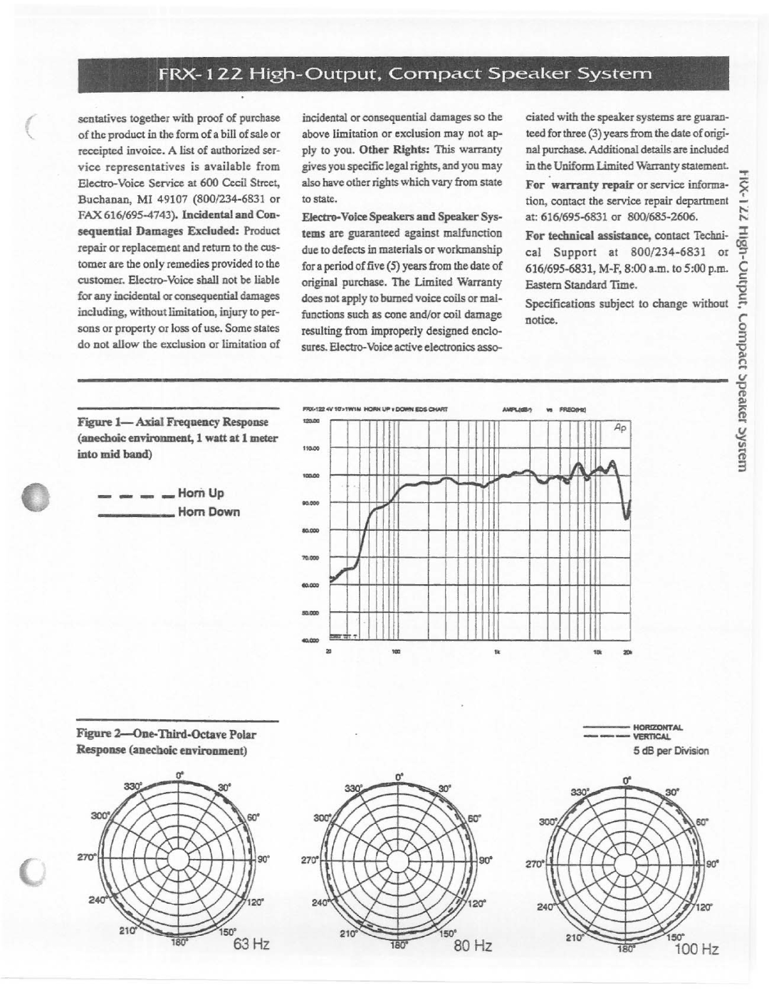 Electro-Voice FRX-122 manual 