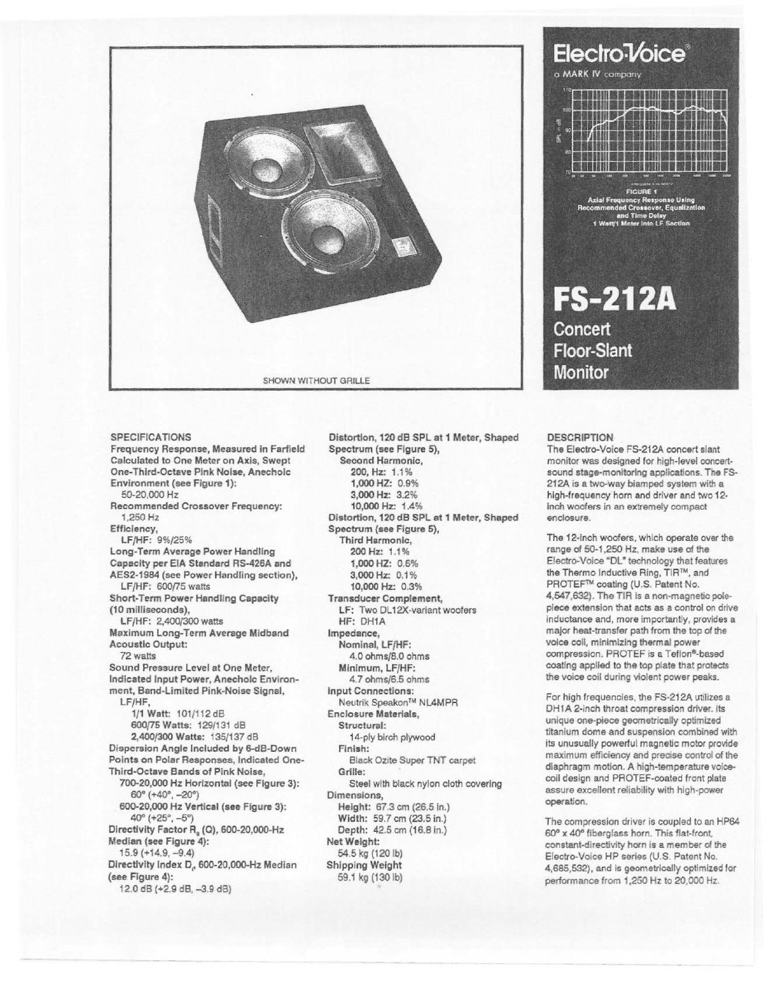 Electro-Voice FS-212A manual 