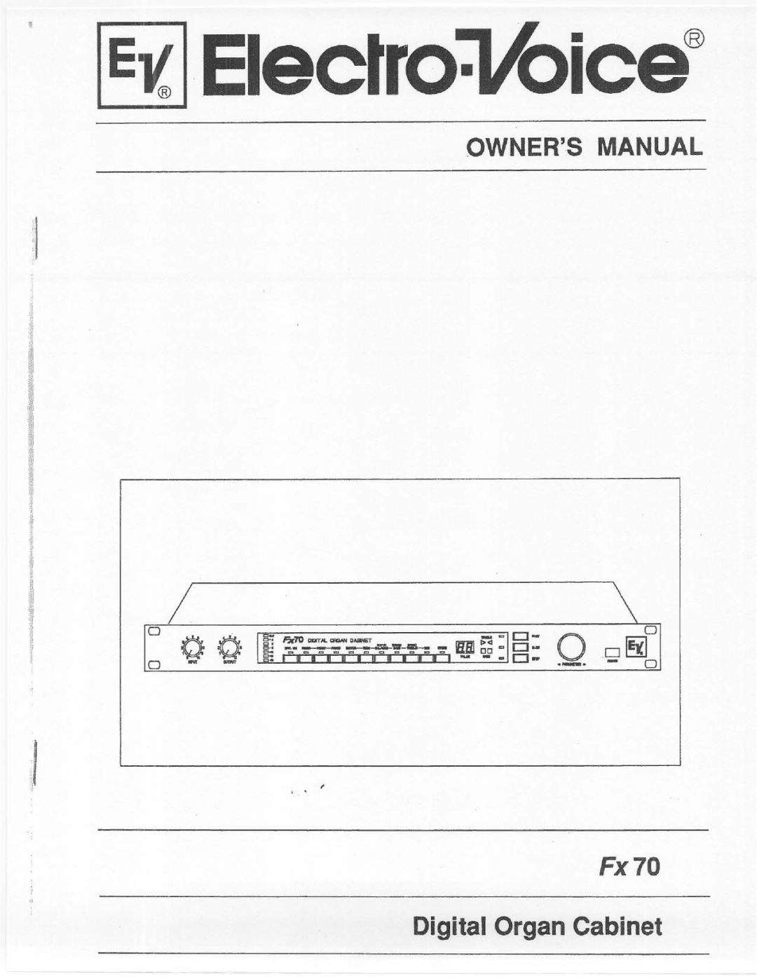 Electro-Voice FX 70 manual 