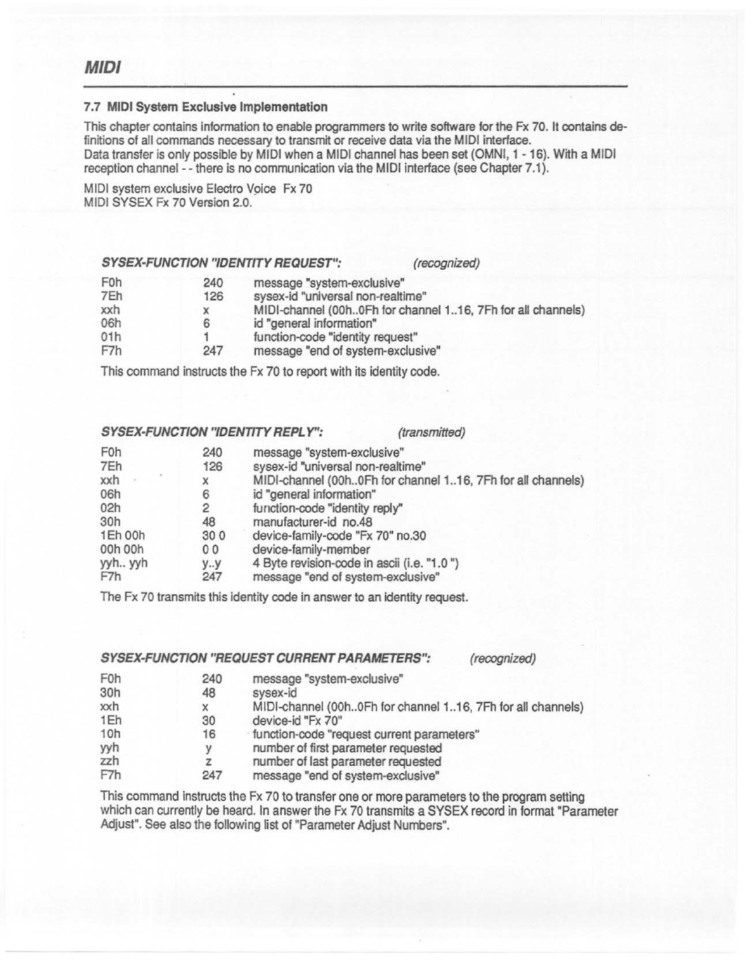 Electro-Voice FX 70 manual 