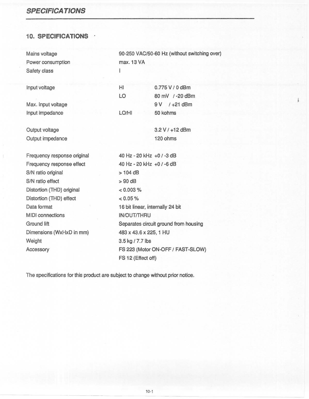 Electro-Voice FX 70 manual 