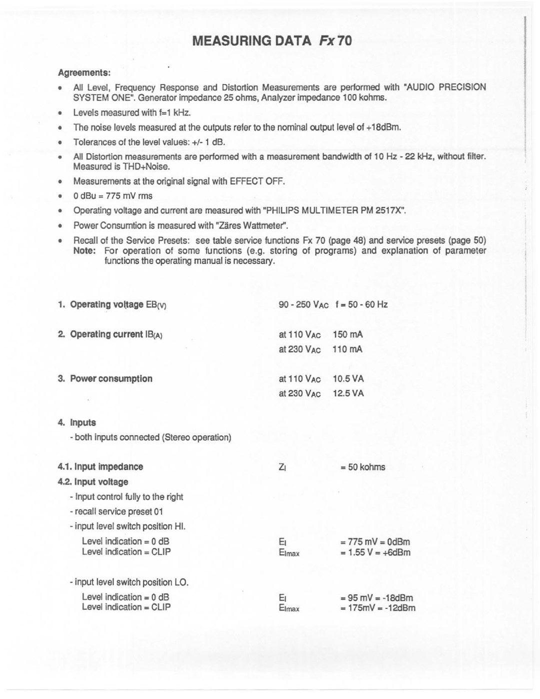 Electro-Voice FX 70 manual 