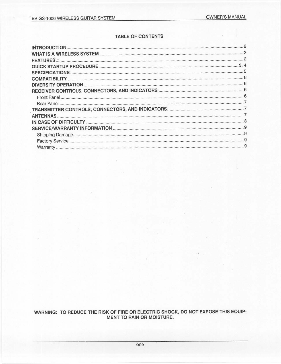 Electro-Voice GS-1000 manual 