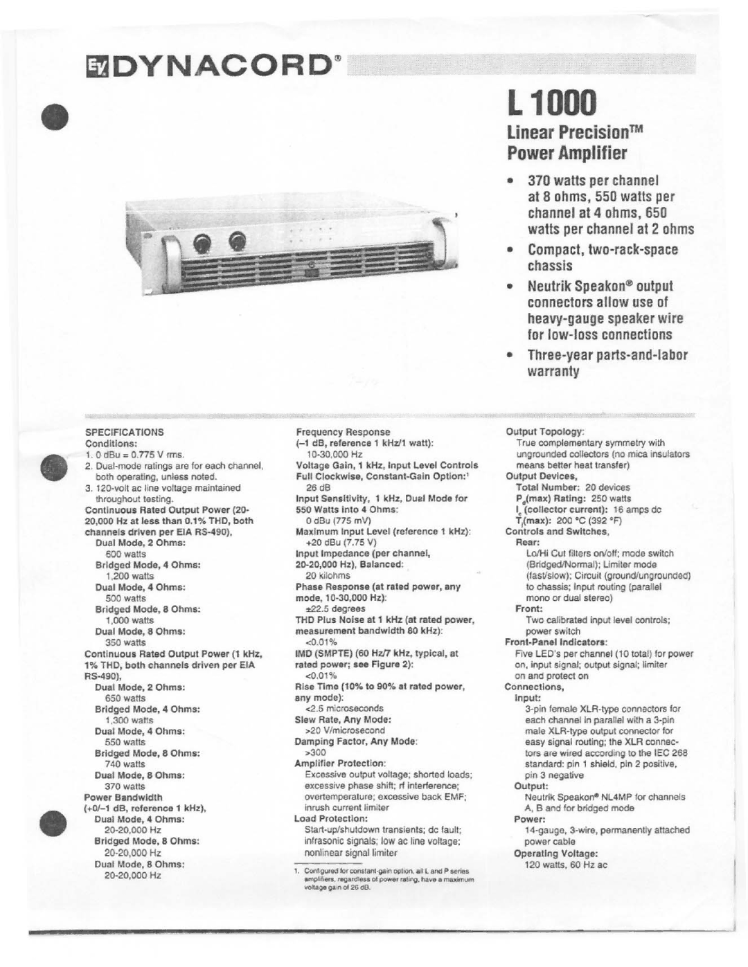 Electro-Voice L 1000 manual 