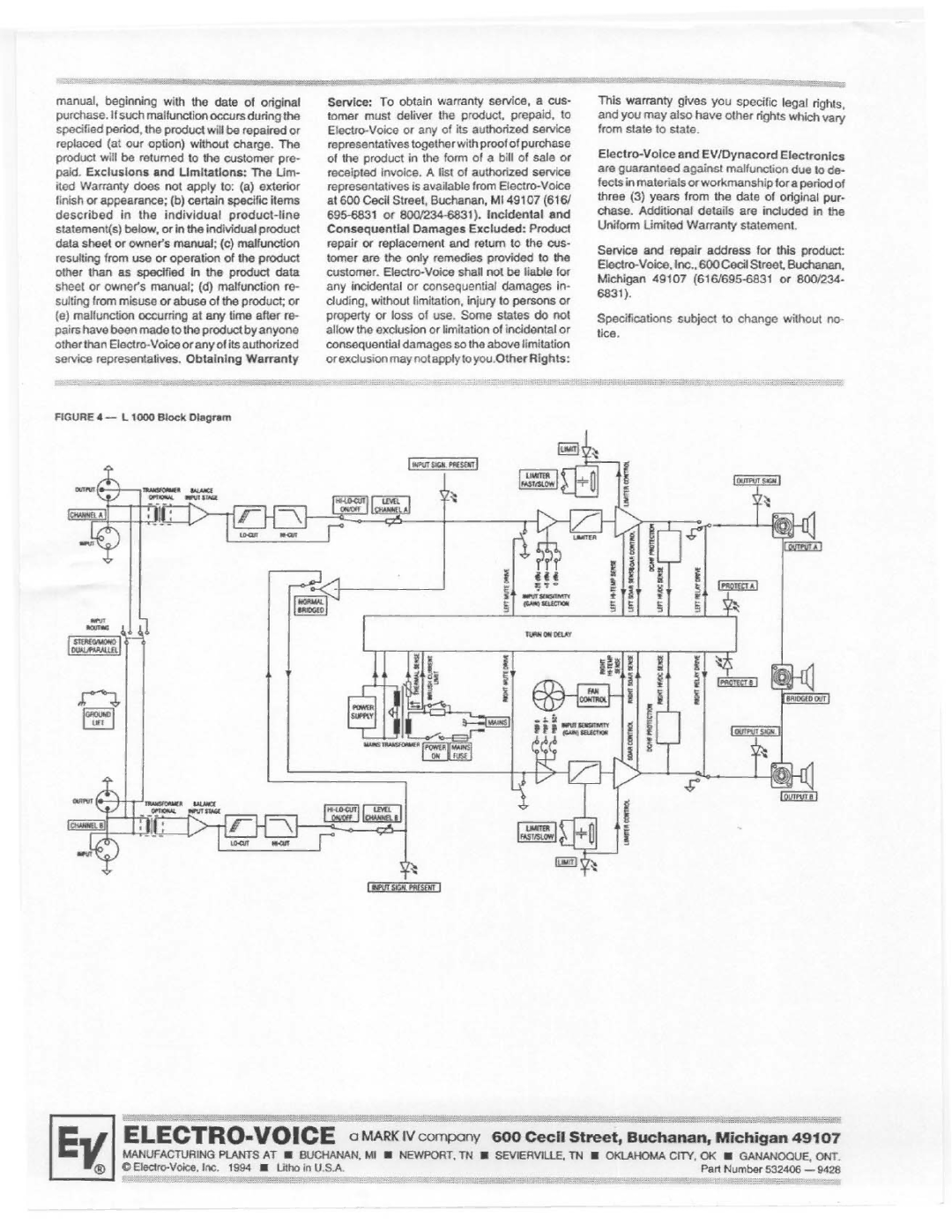 Electro-Voice L 1000 manual 