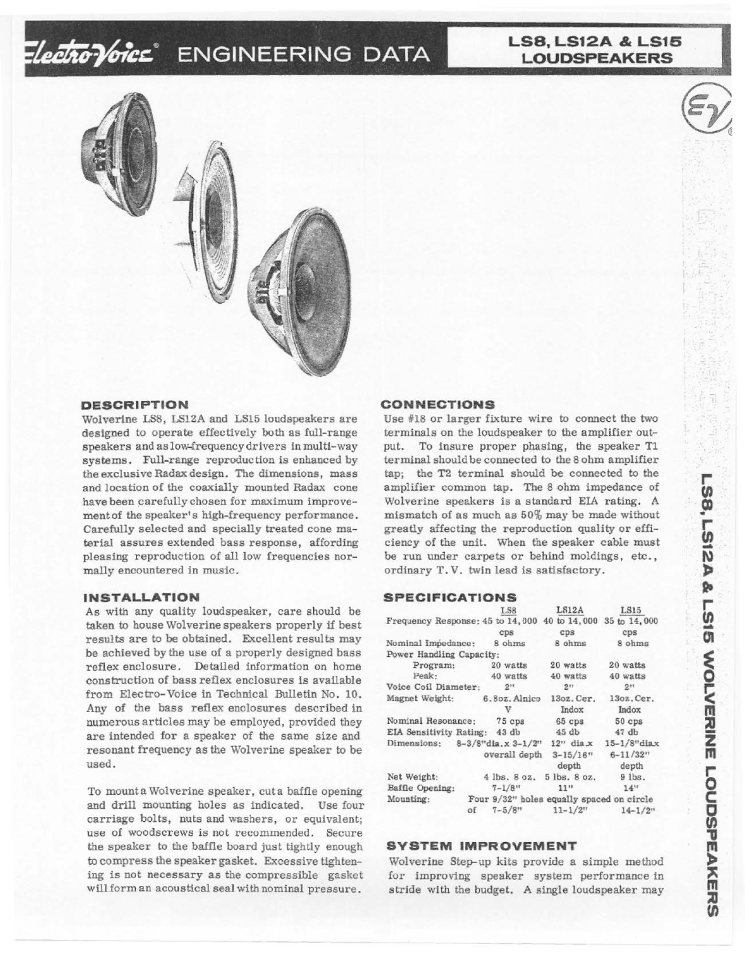 Electro-Voice LS15, LS12A, LS8 manual 