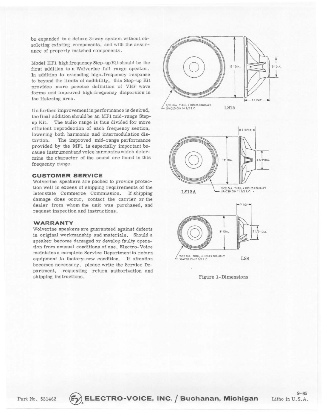 Electro-Voice LS8, LS12A, LS15 manual 