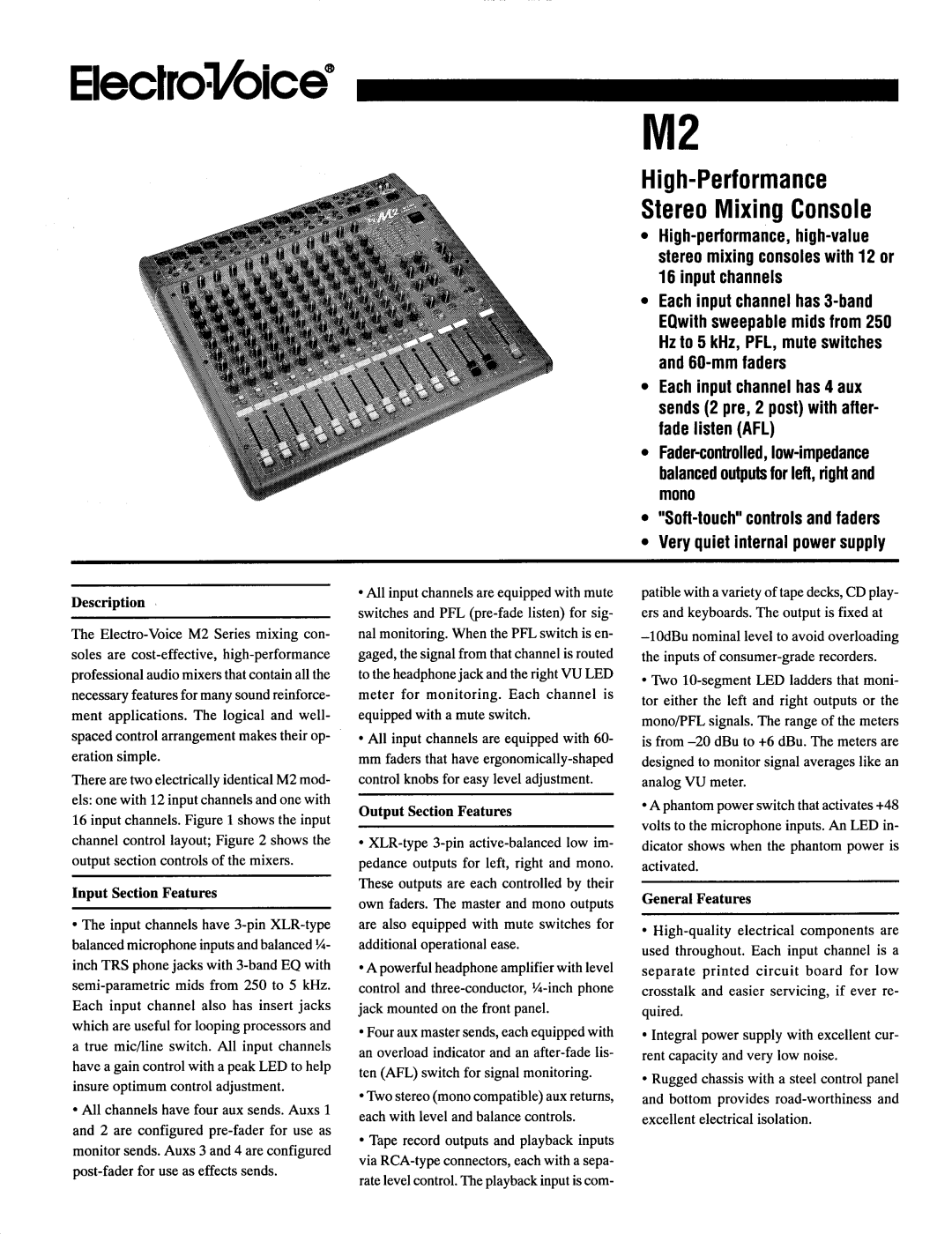 Electro-Voice M2 manual 