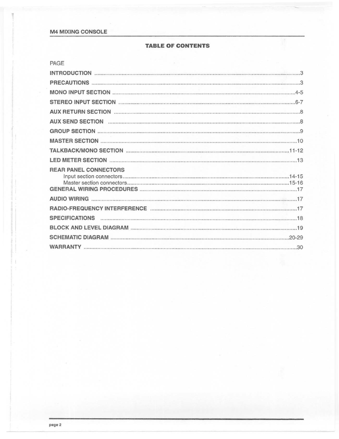 Electro-Voice M4 manual 