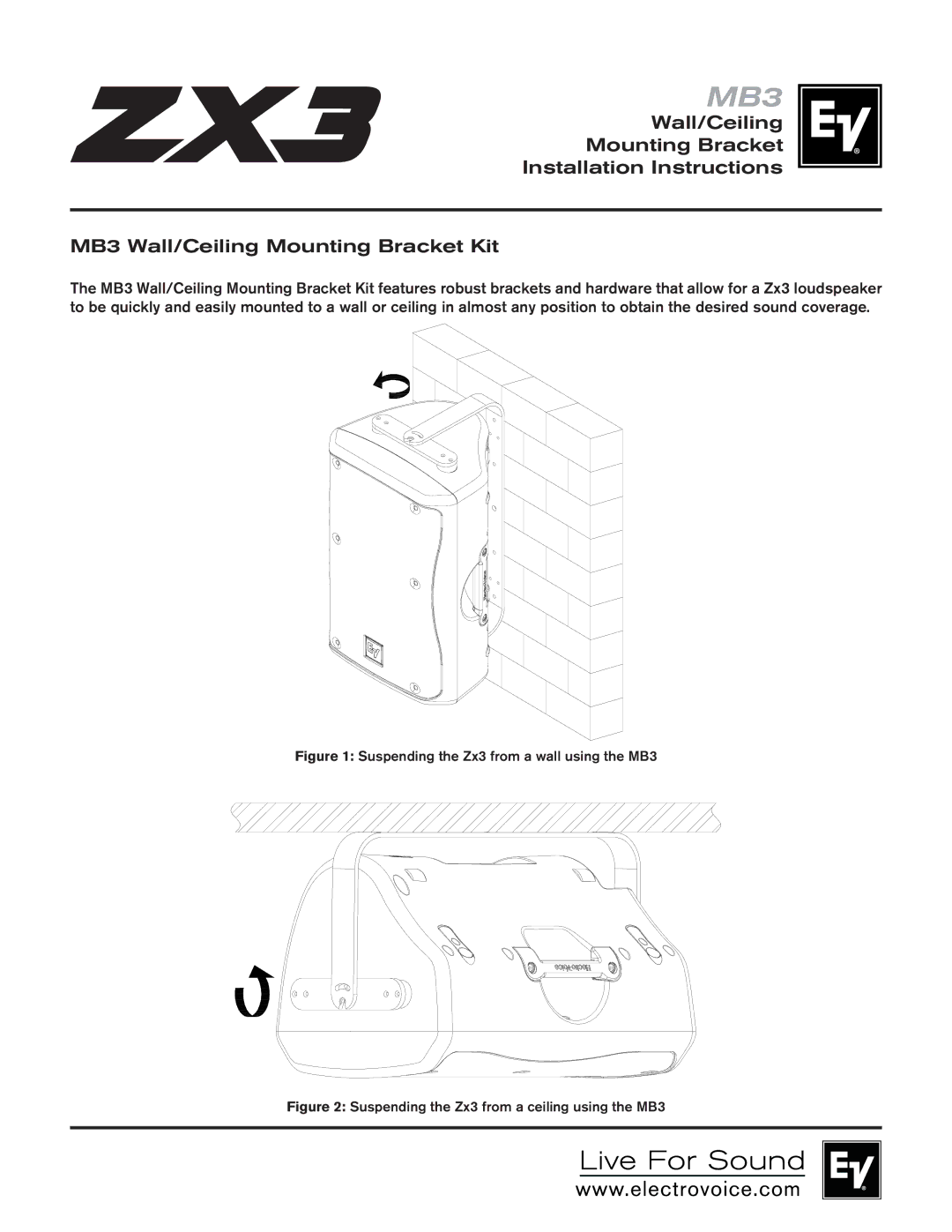 Electro-Voice MB3 installation instructions 