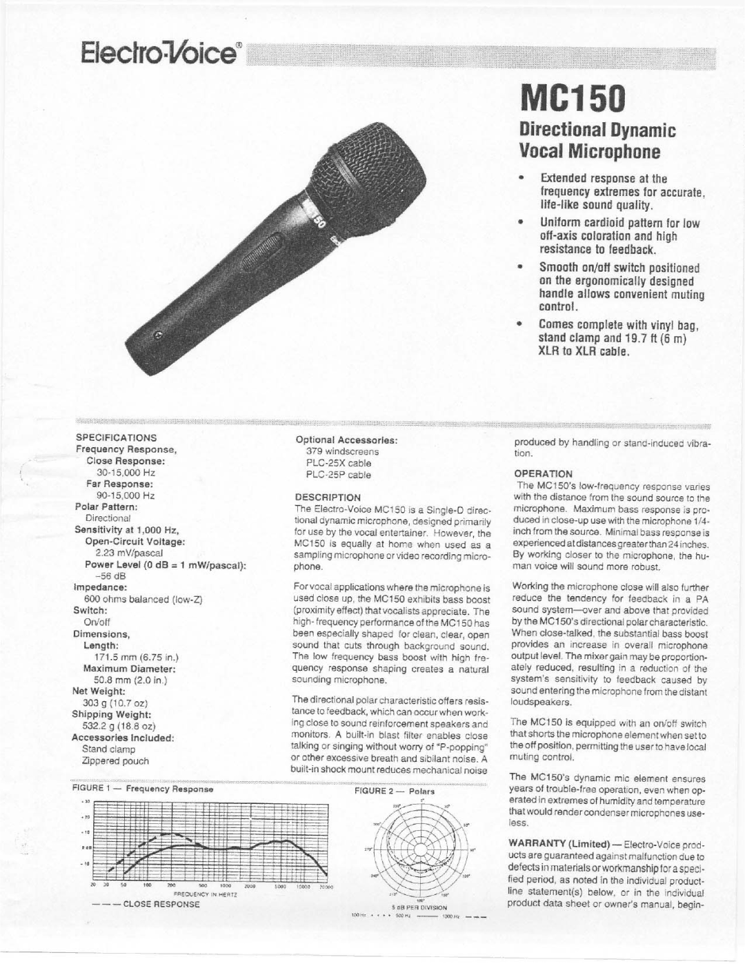 Electro-Voice MC150 manual 