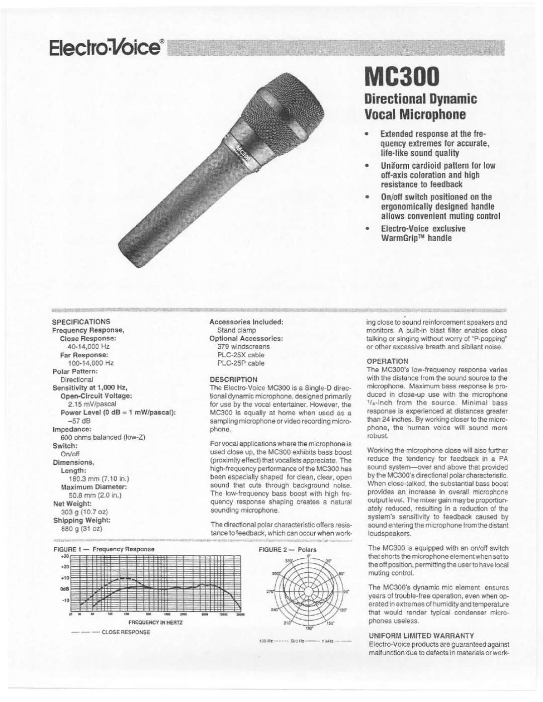 Electro-Voice MC300 manual 