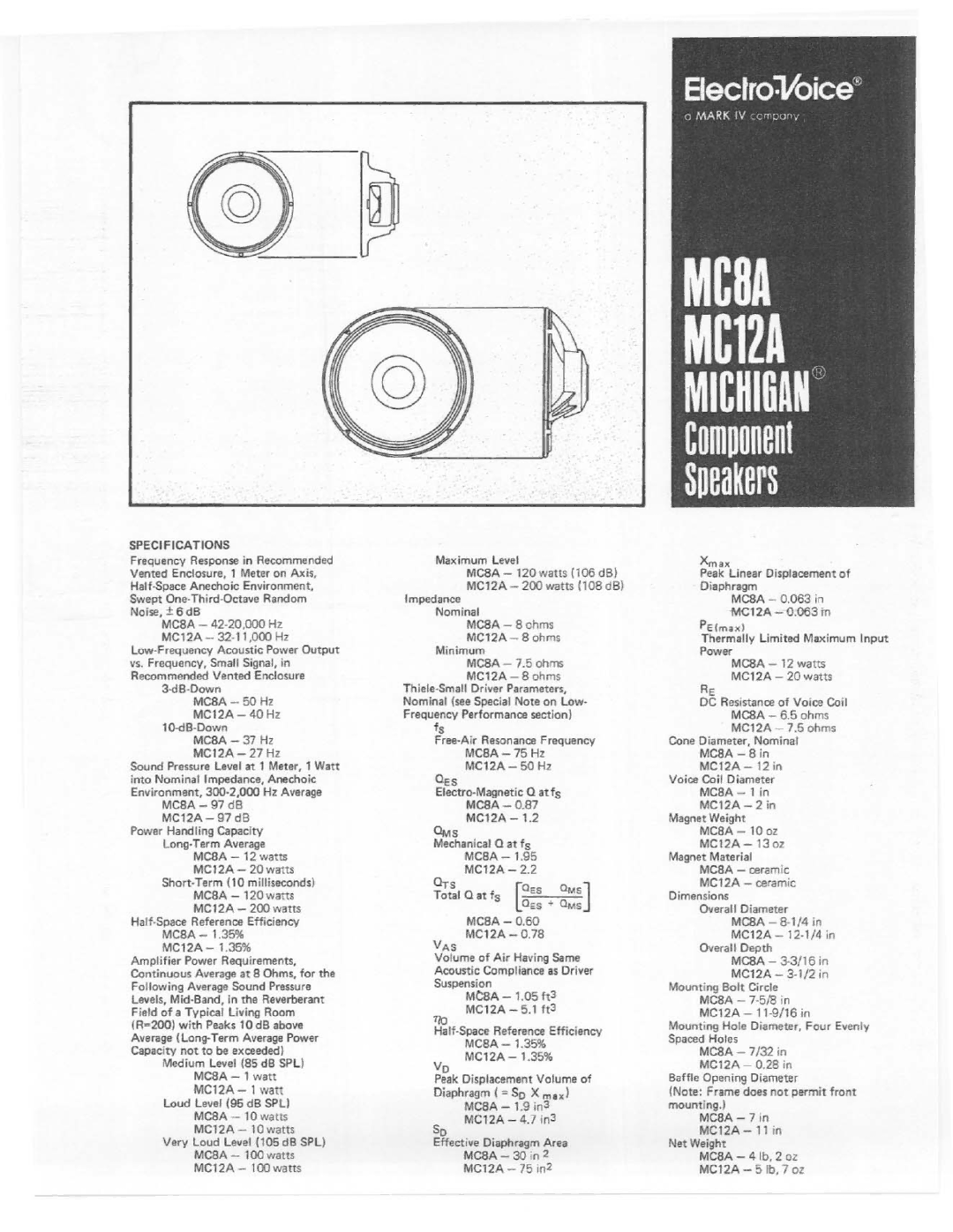 Electro-Voice MC12A, MC8A manual 