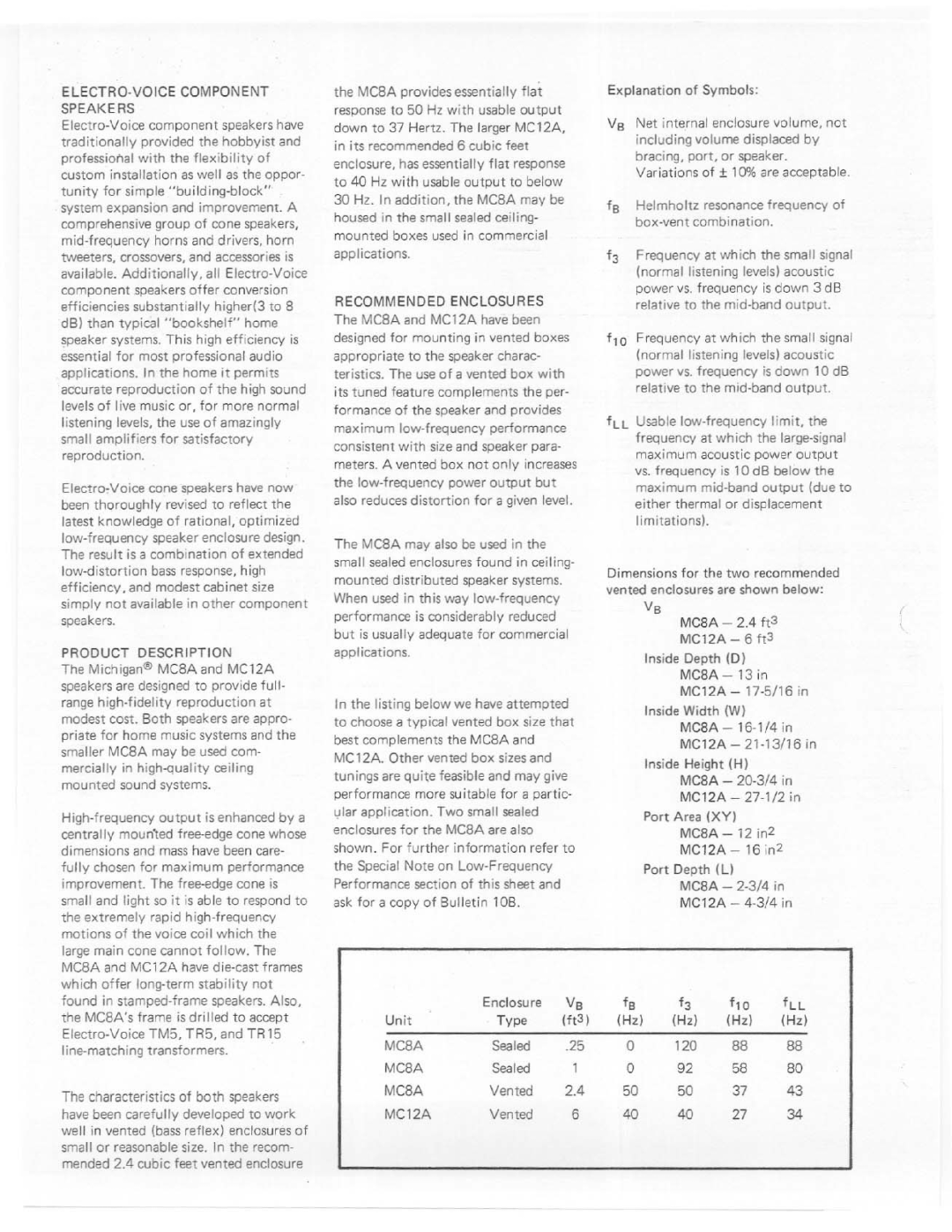 Electro-Voice MC8A, MC12A manual 