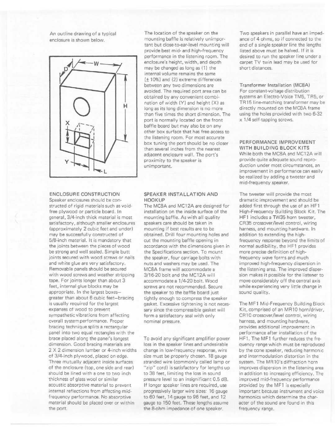 Electro-Voice MC12A, MC8A manual 