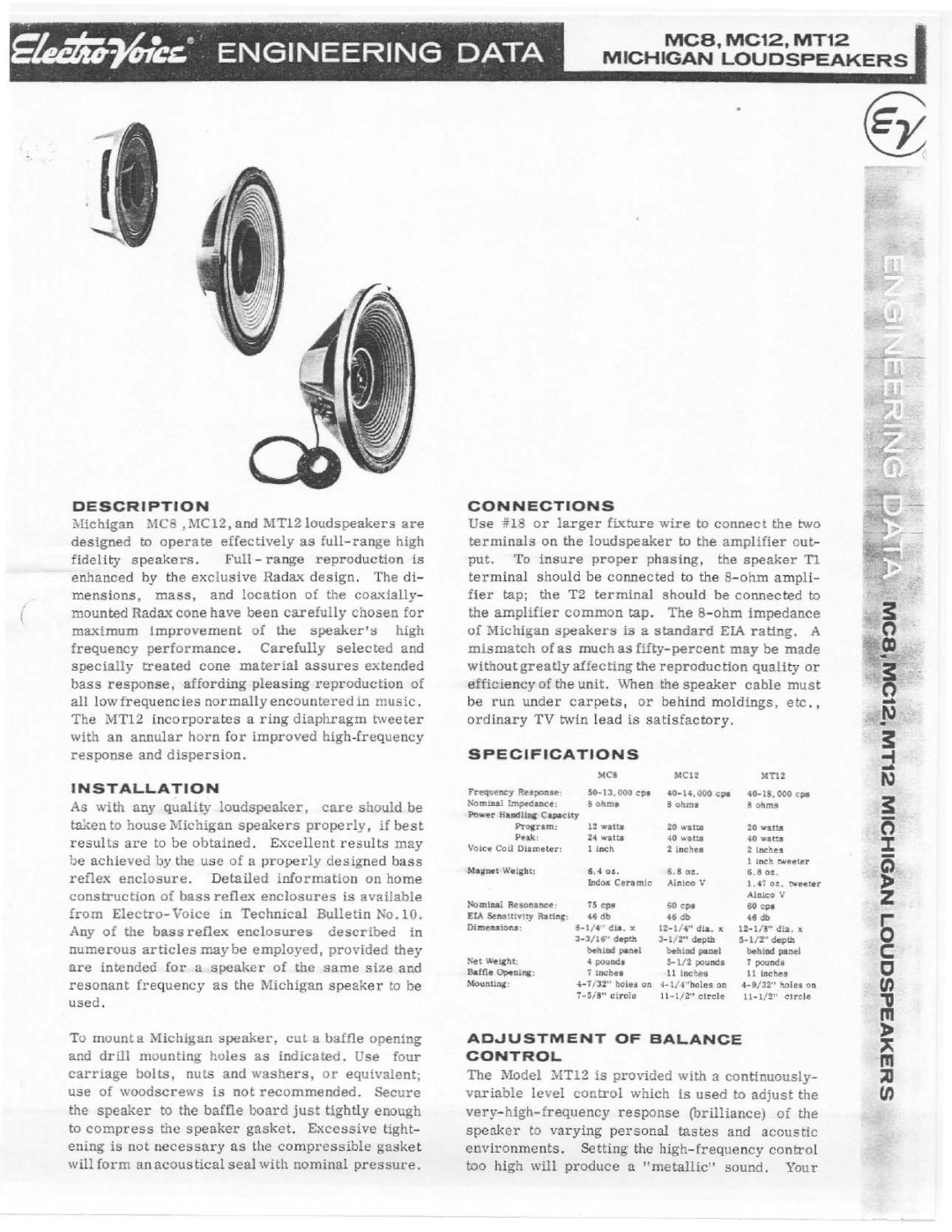 Electro-Voice MC8, MT12, MC12 manual 