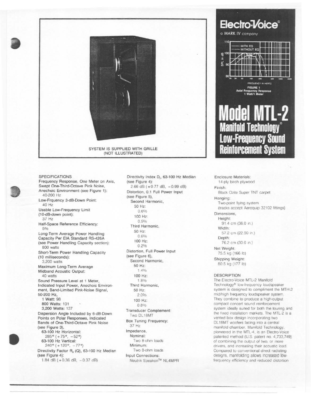 Electro-Voice MTL-2 manual 