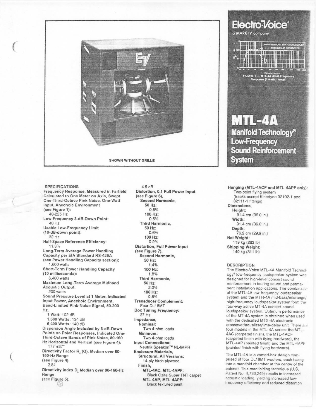 Electro-Voice MTL-4A manual 