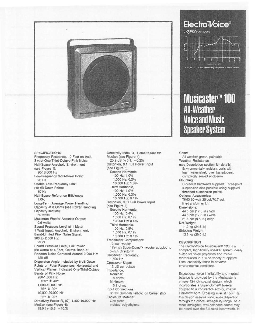 Electro-Voice Musicaster 100 manual 