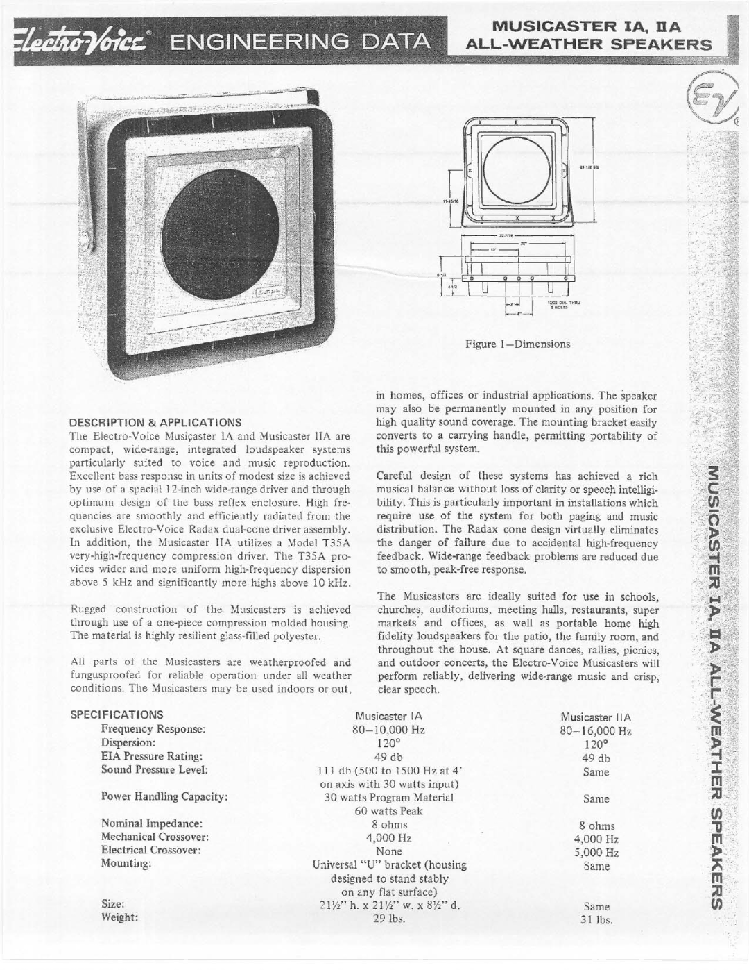 Electro-Voice Musicaster IA, Musicaster IIA manual 