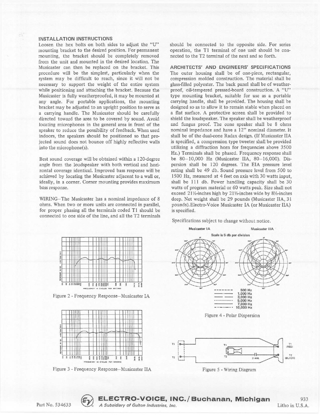 Electro-Voice Musicaster IIA, Musicaster IA manual 