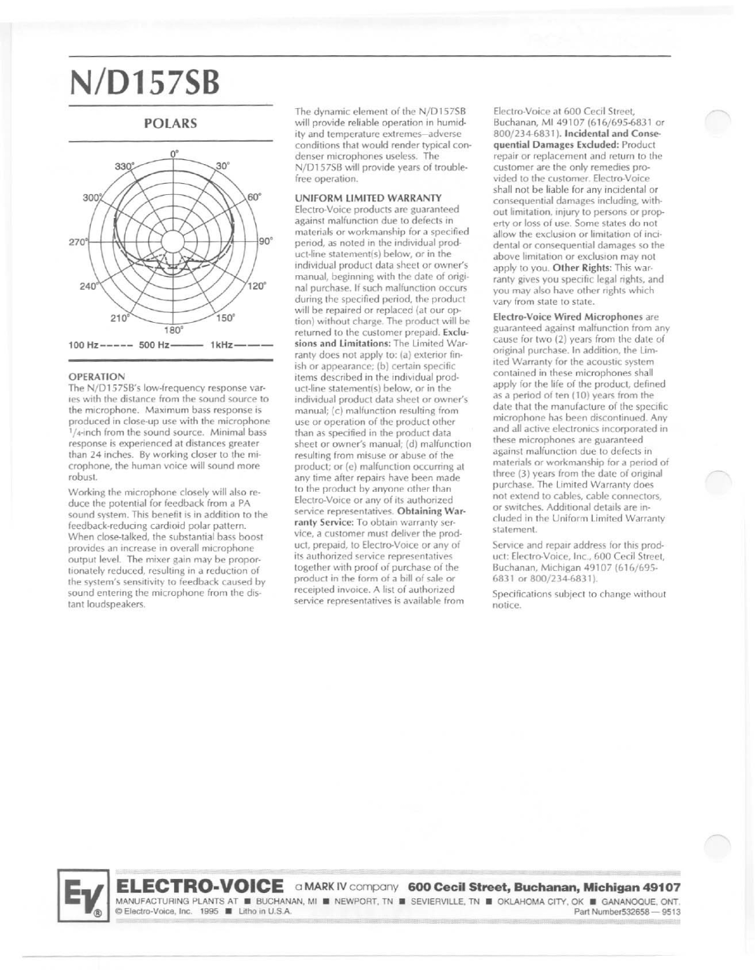 Electro-Voice N/D157B manual 