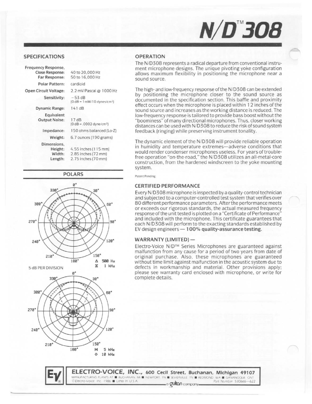 Electro-Voice N/D308 manual 